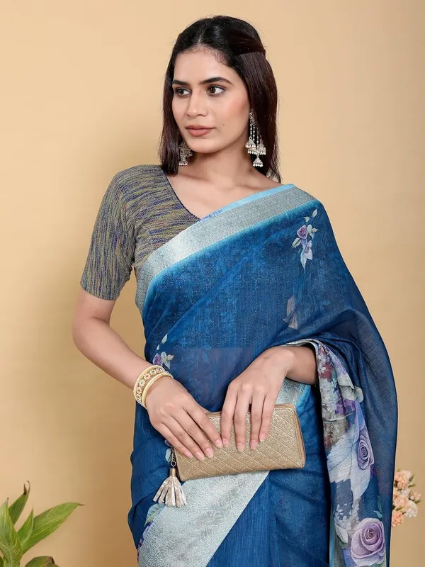 Women's_Linen_Cotton_Jacquard_Patta_Saree_with_Elegant_Weaving_Design_|_For_Traditional,_Festive_&_Wedding_|_Soft,_Breathable_&_Stylish_|_5.5m_Saree_+_0.8m_Blouse_Piece_(Royal_&_Blue)