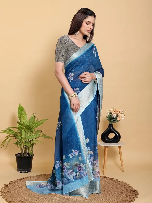Women's_Linen_Cotton_Jacquard_Patta_Saree_with_Elegant_Weaving_Design_|_For_Traditional,_Festive_&_Wedding_|_Soft,_Breathable_&_Stylish_|_5.5m_Saree_+_0.8m_Blouse_Piece_(Royal_&_Blue)