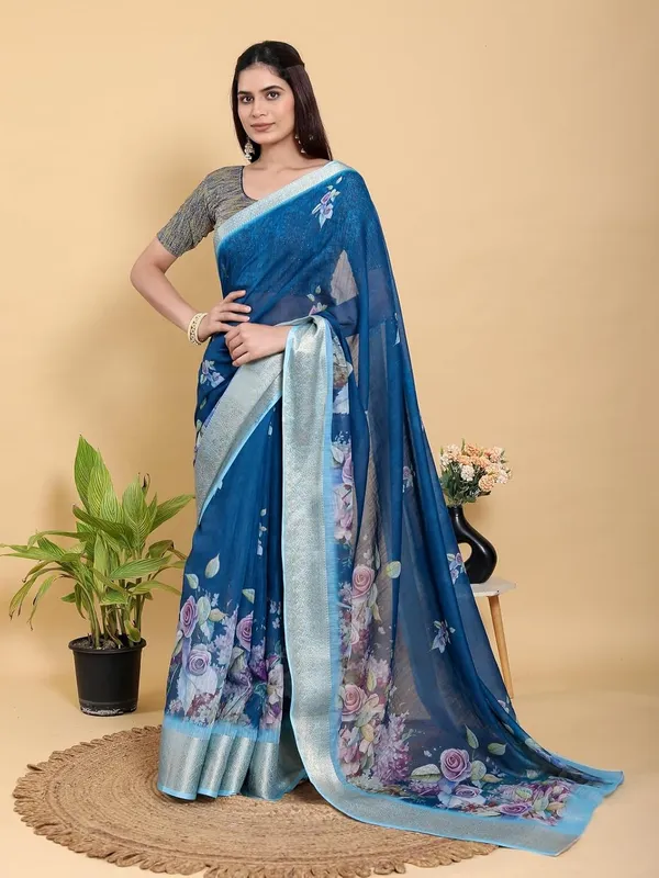 Women's_Linen_Cotton_Jacquard_Patta_Saree_with_Elegant_Weaving_Design_|_For_Traditional,_Festive_&_Wedding_|_Soft,_Breathable_&_Stylish_|_5.5m_Saree_+_0.8m_Blouse_Piece_(Royal_&_Blue)