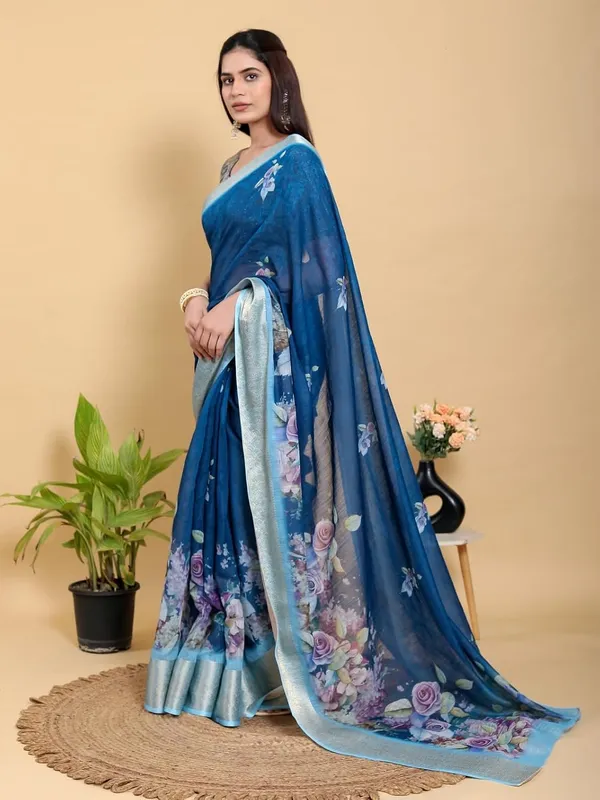 Women's_Linen_Cotton_Jacquard_Patta_Saree_with_Elegant_Weaving_Design_|_For_Traditional,_Festive_&_Wedding_|_Soft,_Breathable_&_Stylish_|_5.5m_Saree_+_0.8m_Blouse_Piece_(Royal_&_Blue)