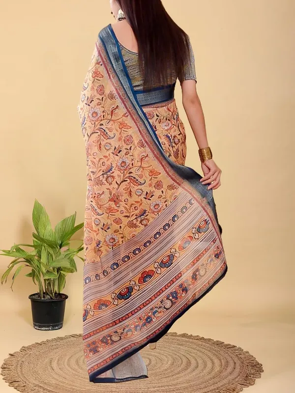 Women's_Linen_Cotton_Jacquard_Patta_Saree_with_Elegant_Weaving_Design_|_For_Traditional,_Festive_&_Wedding_|_Soft,_Breathable_&_Stylish_|_5.5m_Saree_+_0.8m_Blouse_Piece_(Mustard_&_Blue)