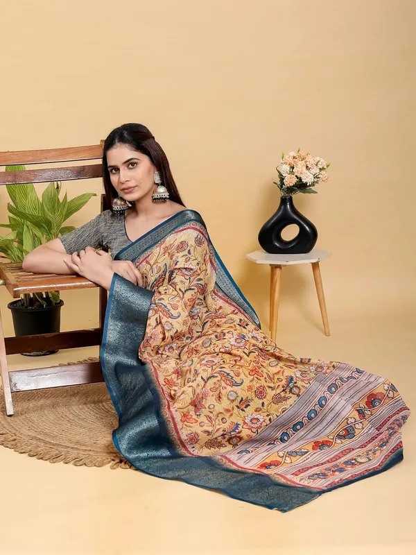 Women's_Linen_Cotton_Jacquard_Patta_Saree_with_Elegant_Weaving_Design_|_For_Traditional,_Festive_&_Wedding_|_Soft,_Breathable_&_Stylish_|_5.5m_Saree_+_0.8m_Blouse_Piece_(Mustard_&_Blue)