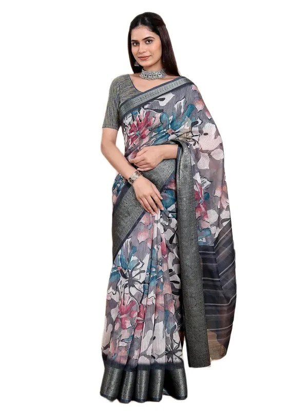 Women's_Linen_Cotton_Jacquard_Patta_Saree_with_Elegant_Weaving_Design_|_For_Traditional,_Festive_&_Wedding_|_Soft,_Breathable_&_Stylish_|_5.5m_Saree_+_0.8m_Blouse_Piece_(Grey_&_Black)