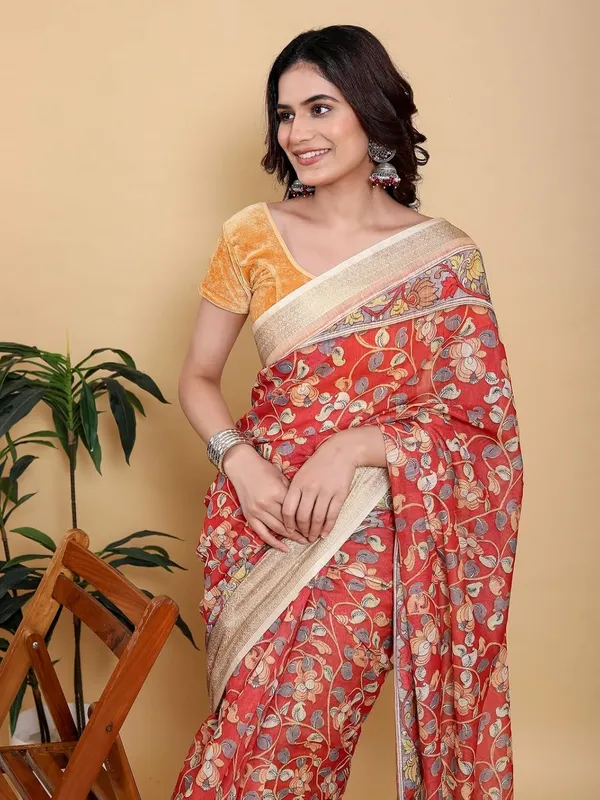 Women's_Linen_Cotton_Jacquard_Patta_Saree_with_Elegant_Weaving_Design_|_For_Traditional,_Festive_&_Wedding_|_Soft,_Breathable_&_Stylish_|_5.5m_Saree_+_0.8m_Blouse_Piece_(Red_&_Gold)