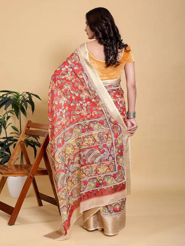 Women's_Linen_Cotton_Jacquard_Patta_Saree_with_Elegant_Weaving_Design_|_For_Traditional,_Festive_&_Wedding_|_Soft,_Breathable_&_Stylish_|_5.5m_Saree_+_0.8m_Blouse_Piece_(Red_&_Gold)