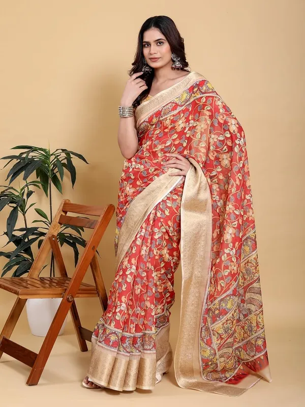 Women's_Linen_Cotton_Jacquard_Patta_Saree_with_Elegant_Weaving_Design_|_For_Traditional,_Festive_&_Wedding_|_Soft,_Breathable_&_Stylish_|_5.5m_Saree_+_0.8m_Blouse_Piece_(Red_&_Gold)