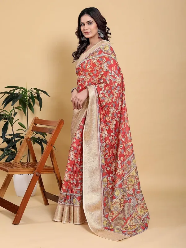 Women's_Linen_Cotton_Jacquard_Patta_Saree_with_Elegant_Weaving_Design_|_For_Traditional,_Festive_&_Wedding_|_Soft,_Breathable_&_Stylish_|_5.5m_Saree_+_0.8m_Blouse_Piece_(Red_&_Gold)