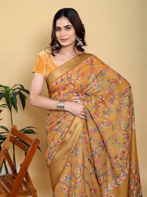 Women's_Linen_Cotton_Jacquard_Patta_Saree_with_Elegant_Weaving_Design_|_For_Traditional,_Festive_&_Wedding_|_Soft,_Breathable_&_Stylish_|_5.5m_Saree_+_0.8m_Blouse_Piece_(Mustard_&_Gold)