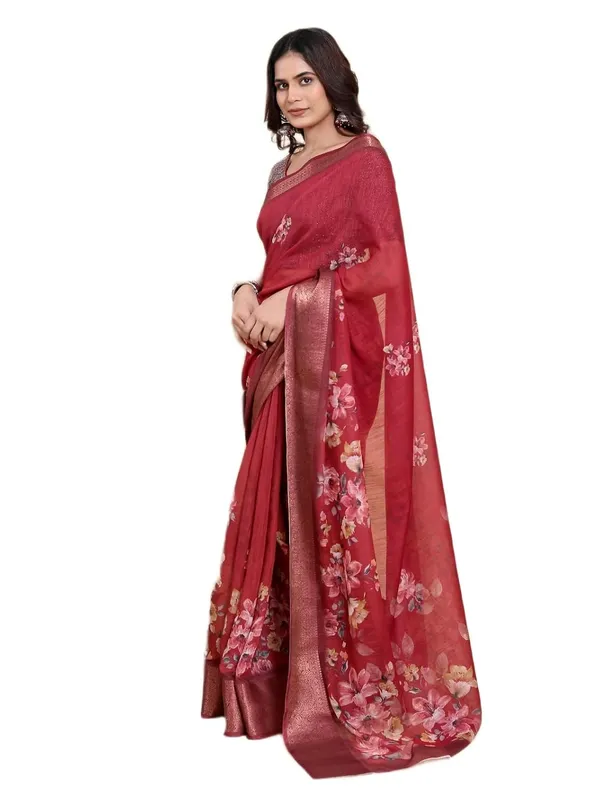 Women's_Linen_Cotton_Jacquard_Patta_Saree_with_Elegant_Weaving_Design_|_For_Traditional,_Festive_&_Wedding_|_Soft,_Breathable_&_Stylish_|_5.5m_Saree_+_0.8m_Blouse_Piece_(Maroon_&_Wine)