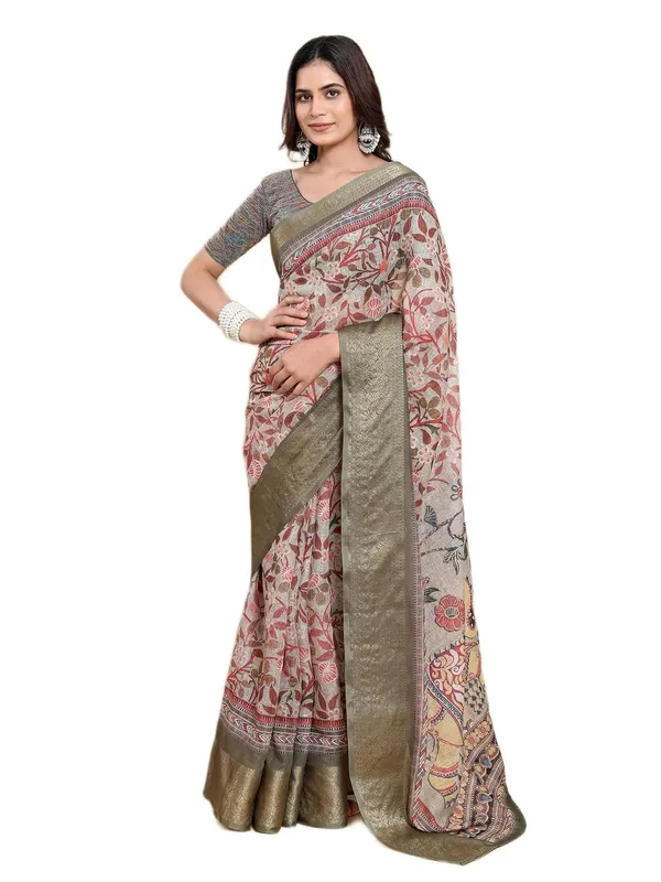 Women's_Linen_Cotton_Jacquard_Patta_Saree_with_Elegant_Weaving_Design_|_For_Traditional,_Festive_&_Wedding_|_Soft,_Breathable_&_Stylish_|_5.5m_Saree_+_0.8m_Blouse_Piece_(Beige_&_Green)