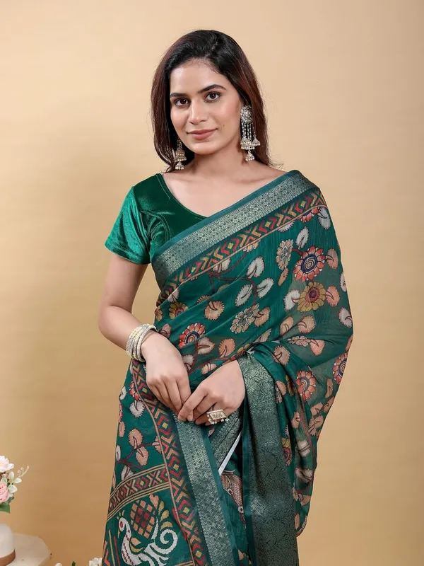 Women's_Linen_Cotton_Jacquard_Patta_Saree_with_Elegant_Weaving_Design_|_For_Traditional,_Festive_&_Wedding_|_Soft,_Breathable_&_Stylish_|_5.5m_Saree_+_0.8m_Blouse_Piece_(Forest_&_Green)
