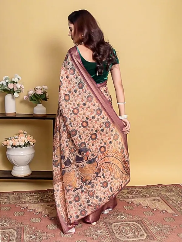 Women's_Linen_Cotton_Jacquard_Patta_Saree_with_Elegant_Weaving_Design_|_For_Traditional,_Festive_&_Wedding_|_Soft,_Breathable_&_Stylish_|_5.5m_Saree_+_0.8m_Blouse_Piece_(Beige_&_Maroon)