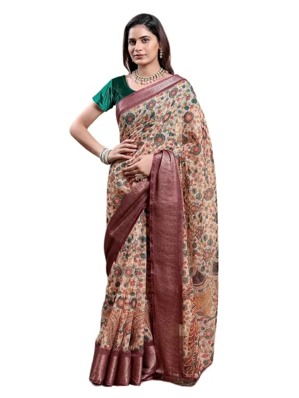 Women's_Linen_Cotton_Jacquard_Patta_Saree_with_Elegant_Weaving_Design_|_For_Traditional,_Festive_&_Wedding_|_Soft,_Breathable_&_Stylish_|_5.5m_Saree_+_0.8m_Blouse_Piece_(Beige_&_Maroon)