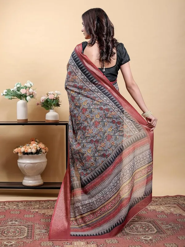 Women's_Linen_Cotton_Jacquard_Patta_Saree_with_Elegant_Weaving_Design_|_For_Traditional,_Festive_&_Wedding_|_Soft,_Breathable_&_Stylish_|_5.5m_Saree_+_0.8m_Blouse_Piece_(Grey_&_Maroon)