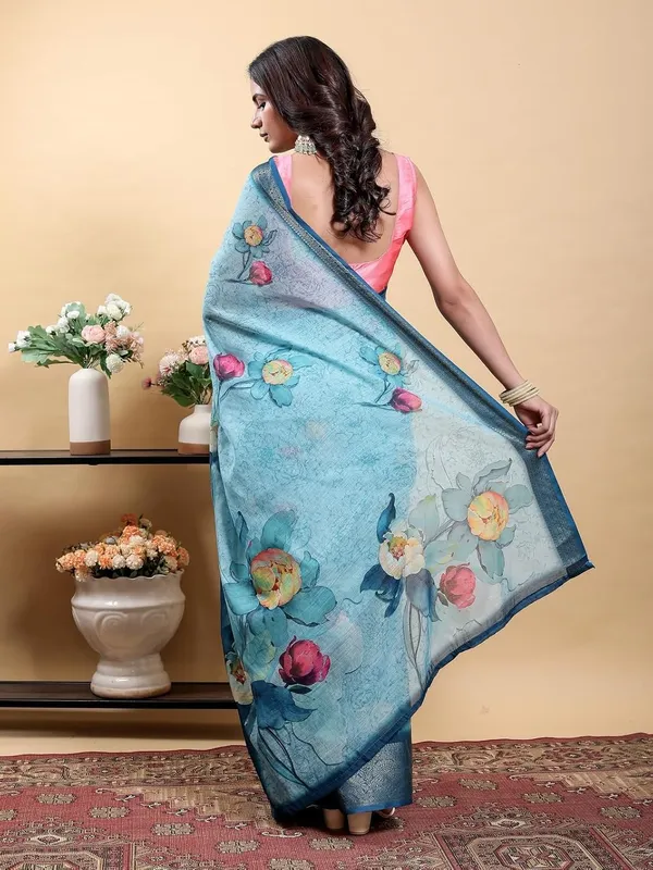 Women's_Linen_Cotton_Jacquard_Patta_Saree_with_Elegant_Weaving_Design_|_For_Traditional,_Festive_&_Wedding_|_Soft,_Breathable_&_Stylish_|_5.5m_Saree_+_0.8m_Blouse_Piece_(Sky_&_Navy)