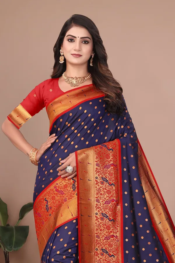 Pure_Silk_Paithani_Saree_with_Rich_Zari_Woven_Border_&_Peacock_Motifs_|_For_Traditional_Wedding_&_Festivals_|_5.5m_Saree_+_0.8m_Blouse_(Navy_Blue)