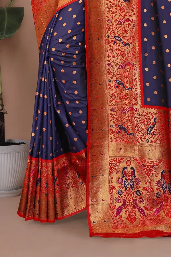 Pure_Silk_Paithani_Saree_with_Rich_Zari_Woven_Border_&_Peacock_Motifs_|_For_Traditional_Wedding_&_Festivals_|_5.5m_Saree_+_0.8m_Blouse_(Navy_Blue)