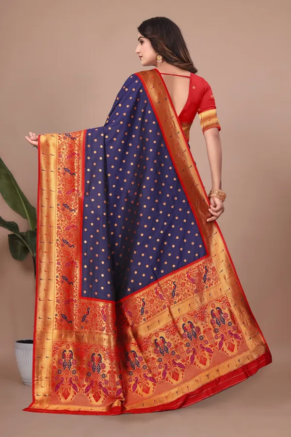 Pure_Silk_Paithani_Saree_with_Rich_Zari_Woven_Border_&_Peacock_Motifs_|_For_Traditional_Wedding_&_Festivals_|_5.5m_Saree_+_0.8m_Blouse_(Navy_Blue)