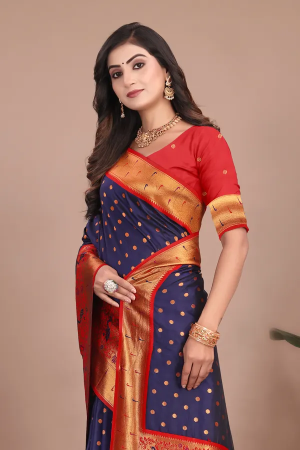 Pure_Silk_Paithani_Saree_with_Rich_Zari_Woven_Border_&_Peacock_Motifs_|_For_Traditional_Wedding_&_Festivals_|_5.5m_Saree_+_0.8m_Blouse_(Navy_Blue)