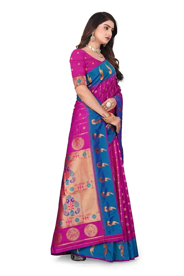 Pure_Silk_Paithani_Saree_with_Rich_Zari_Woven_Border_&_Peacock_Motifs_|_For_Traditional_Wedding_&_Festivals_|_5.5m_Saree_+_0.8m_Blouse_(Purple_&_Blue)