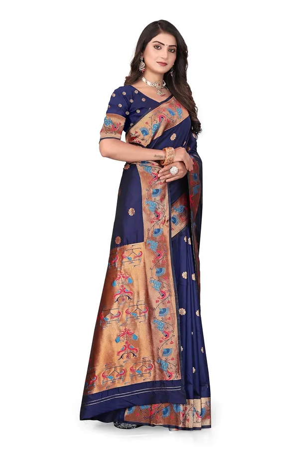 Pure_Silk_Paithani_Saree_with_Rich_Zari_Woven_Border_&_Peacock_Motifs_|_For_Traditional_Wedding_&_Festivals_|_5.5m_Saree_+_0.8m_Blouse_(Navy_Blue)