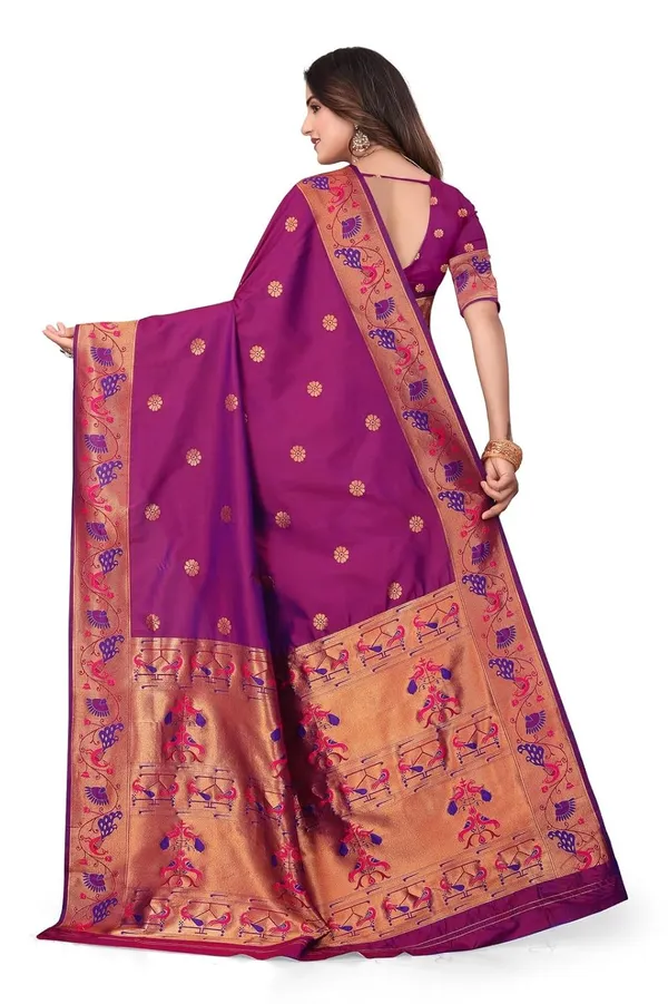 Pure_Silk_Paithani_Saree_with_Rich_Zari_Woven_Border_&_Peacock_Motifs_|_For_Traditional_Wedding_&_Festivals_|_5.5m_Saree_+_0.8m_Blouse_(Purple)