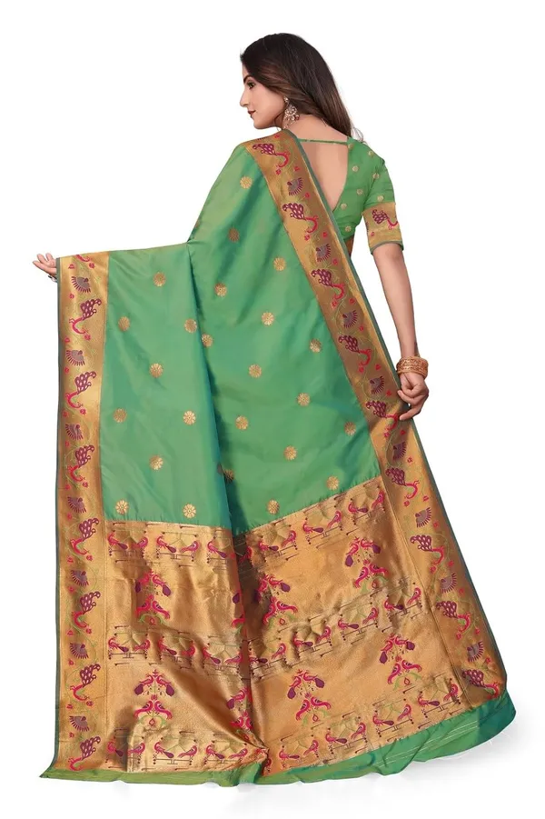 Pure_Silk_Paithani_Saree_with_Rich_Zari_Woven_Border_&_Peacock_Motifs_|_For_Traditional_Wedding_&_Festivals_|_5.5m_Saree_+_0.8m_Blouse_(Emerald_Green)