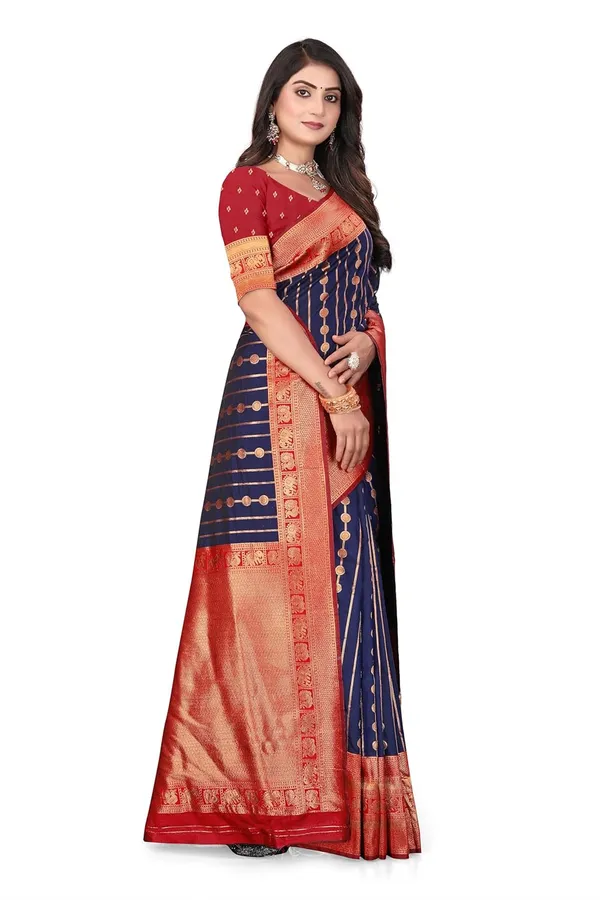Pure_Silk_Paithani_Saree_with_Rich_Zari_Woven_Border_&_Traditional_Pallu_|_For_Traditional_Wedding_&_Festivals_|_5.5m_Saree_+_0.8m_Blouse_(Navy_Blue_&_Maroon_Red)