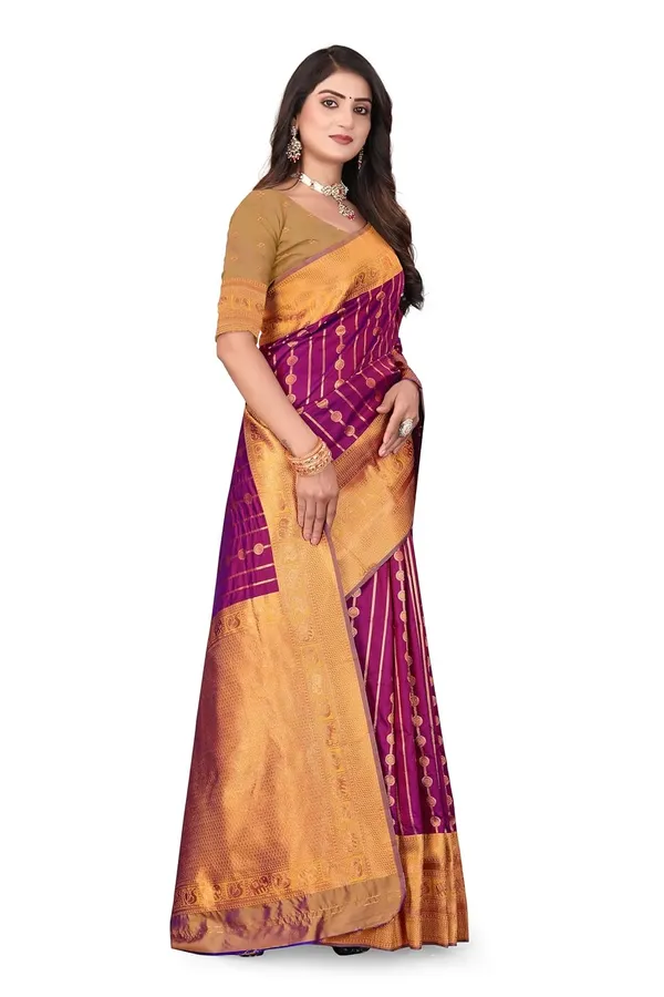 Pure_Silk_Paithani_Saree_with_Rich_Zari_Woven_Border_&_Traditional_Pallu_|_For_Traditional_Wedding_&_Festivals_|_5.5m_Saree_+_0.8m_Blouse_(Royal_Purple_&_Mustard_Gold)