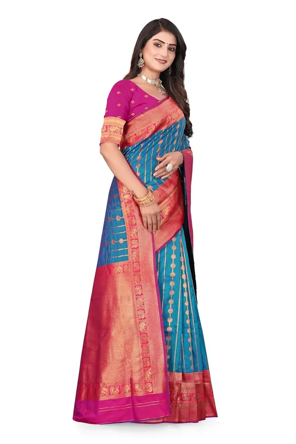 Pure_Silk_Paithani_Saree_with_Rich_Zari_Woven_Border_&_Traditional_Pallu_|_For_Traditional_Wedding_&_Festivals_|_5.5m_Saree_+_0.8m_Blouse_(Peacock_Blue_&_Pink)