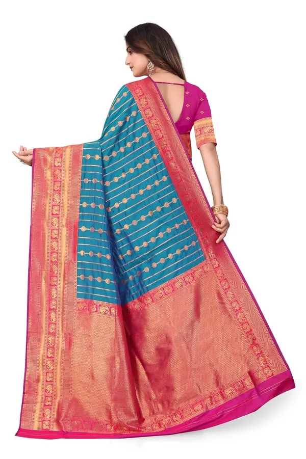 Pure_Silk_Paithani_Saree_with_Rich_Zari_Woven_Border_&_Traditional_Pallu_|_For_Traditional_Wedding_&_Festivals_|_5.5m_Saree_+_0.8m_Blouse_(Peacock_Blue_&_Pink)