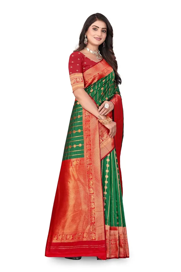 Pure_Silk_Paithani_Saree_with_Rich_Zari_Woven_Border_&_Traditional_Pallu_|_For_Traditional_Wedding_&_Festivals_|_5.5m_Saree_+_0.8m_Blouse_(Bottle_Green_&_Maroon_Red)
