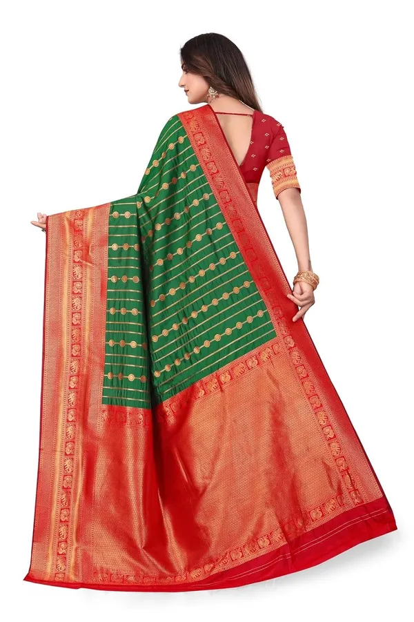 Pure_Silk_Paithani_Saree_with_Rich_Zari_Woven_Border_&_Traditional_Pallu_|_For_Traditional_Wedding_&_Festivals_|_5.5m_Saree_+_0.8m_Blouse_(Bottle_Green_&_Maroon_Red)