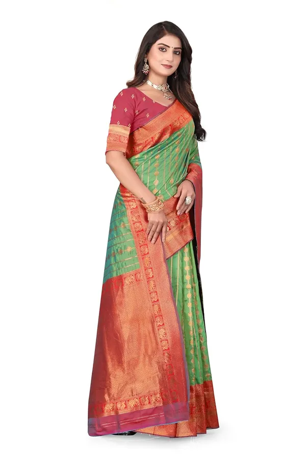 Pure_Silk_Paithani_Saree_with_Rich_Zari_Woven_Border_&_Traditional_Pallu_|_For_Traditional_Wedding_&_Festivals_|_5.5m_Saree_+_0.8m_Blouse_(Pista_Green_&_Orange_Rust)