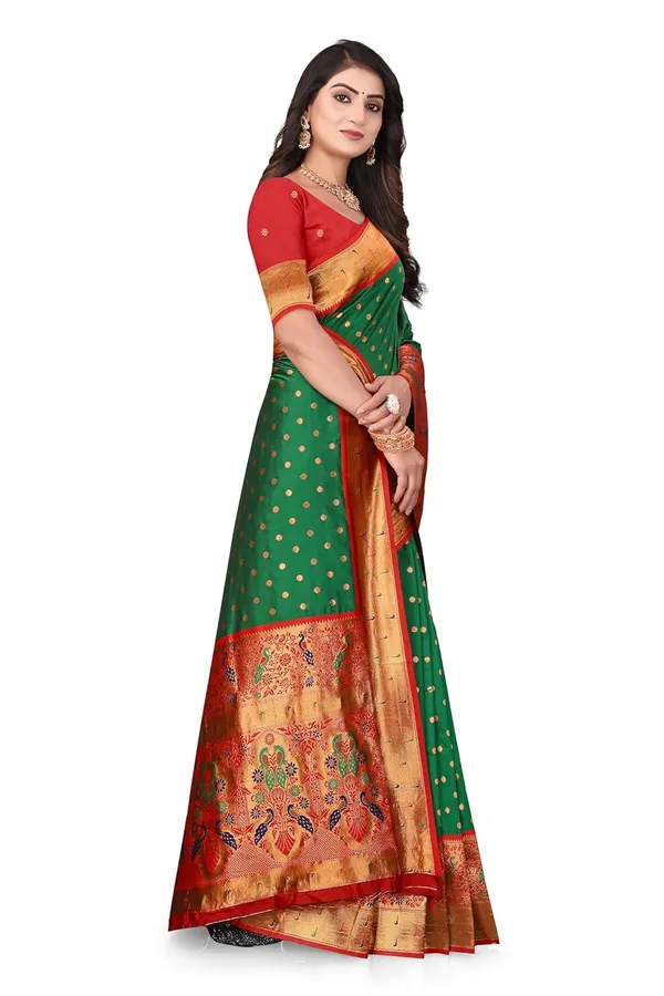 Pure_Silk_Paithani_Saree_with_Rich_Zari_Woven_Border_&_Peacock_Motifs_|_For_Traditional_Wedding_&_Festivals_|_5.5m_Saree_+_0.8m_Blouse_(Bottle_Green)