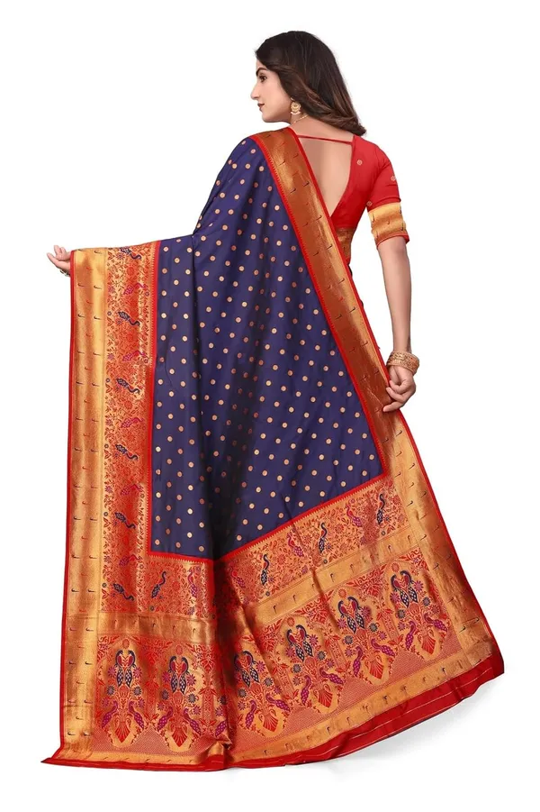 Pure_Silk_Paithani_Saree_with_Rich_Zari_Woven_Border_&_Peacock_Motifs_|_For_Traditional_Wedding_&_Festivals_|_5.5m_Saree_+_0.8m_Blouse_(Navy_Blue)