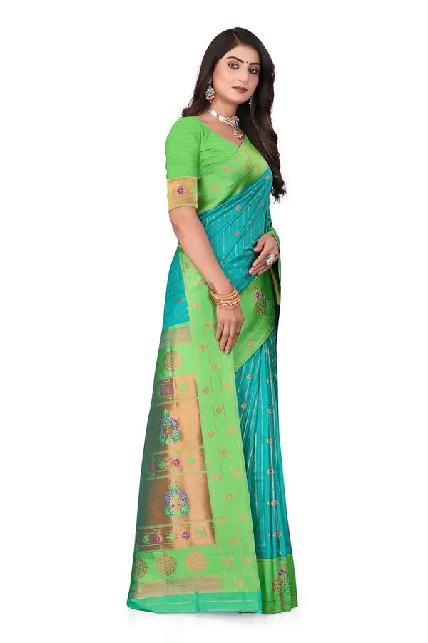 Pure_Silk_Paithani_Saree_with_Rich_Zari_Woven_Border_&_Peacock_Motifs_|_For_Traditional_Wedding_&_Festivals_|_5.5m_Saree_+_0.8m_Blouse_(Sky_Blue_&_paris_Green)