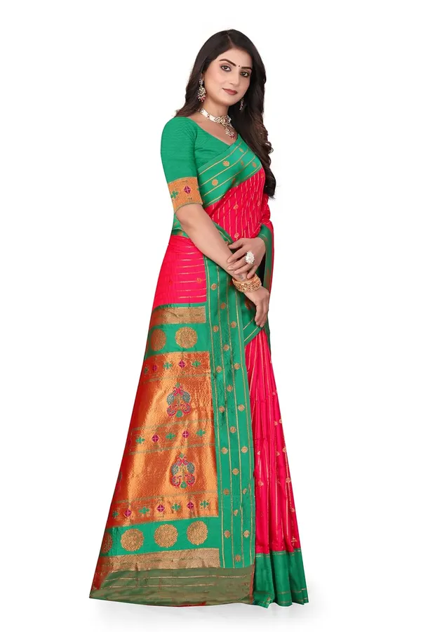 Pure_Silk_Paithani_Saree_with_Rich_Zari_Woven_Border_&_Peacock_Motifs_|_For_Traditional_Wedding_&_Festivals_|_5.5m_Saree_+_0.8m_Blouse_(Pink_&_Mint_Green)