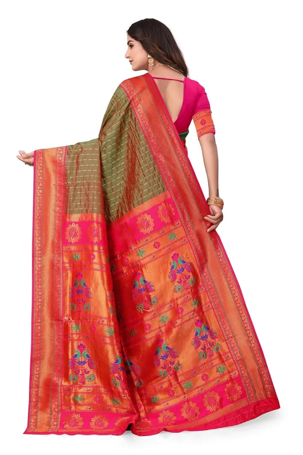 Pure_Silk_Paithani_Saree_with_Rich_Zari_Woven_Border_&_Peacock_Motifs_|_For_Traditional_Wedding_&_Festivals_|_5.5m_Saree_+_0.8m_Blouse_(Pastel_Green_&_Pink)