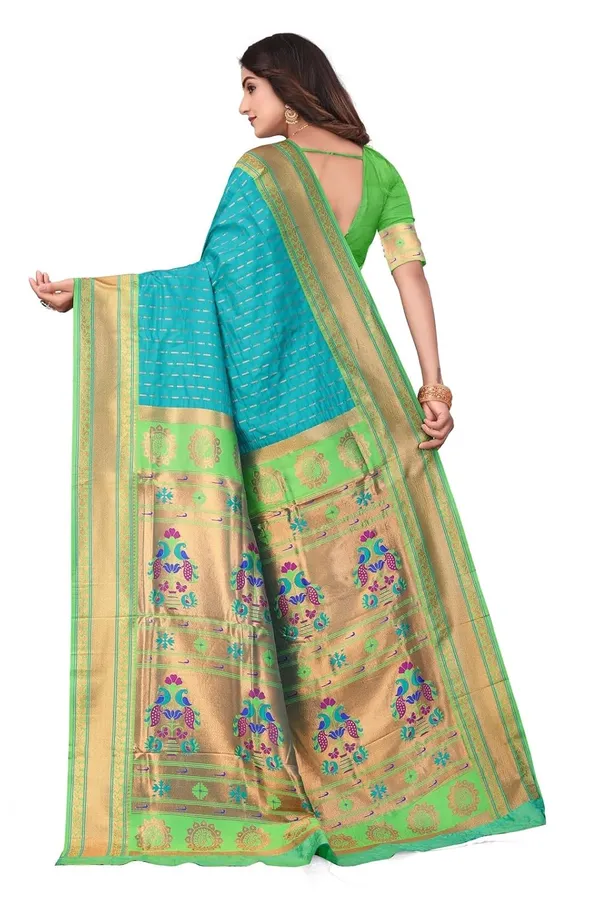 Pure_Silk_Paithani_Saree_with_Rich_Zari_Woven_Border_&_Peacock_Motifs_|_For_Traditional_Wedding_&_Festivals_|_5.5m_Saree_+_0.8m_Blouse_(SkyBlue_&_parisGreen)