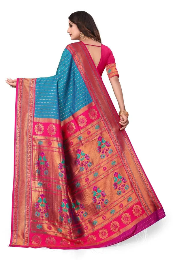 Pure_Silk_Paithani_Saree_with_Rich_Zari_Woven_Border_&_Peacock_Motifs_|_For_Traditional_Wedding_&_Festivals_|_5.5m_Saree_+_0.8m_Blouse_(Sky_Blue_&_Pink)