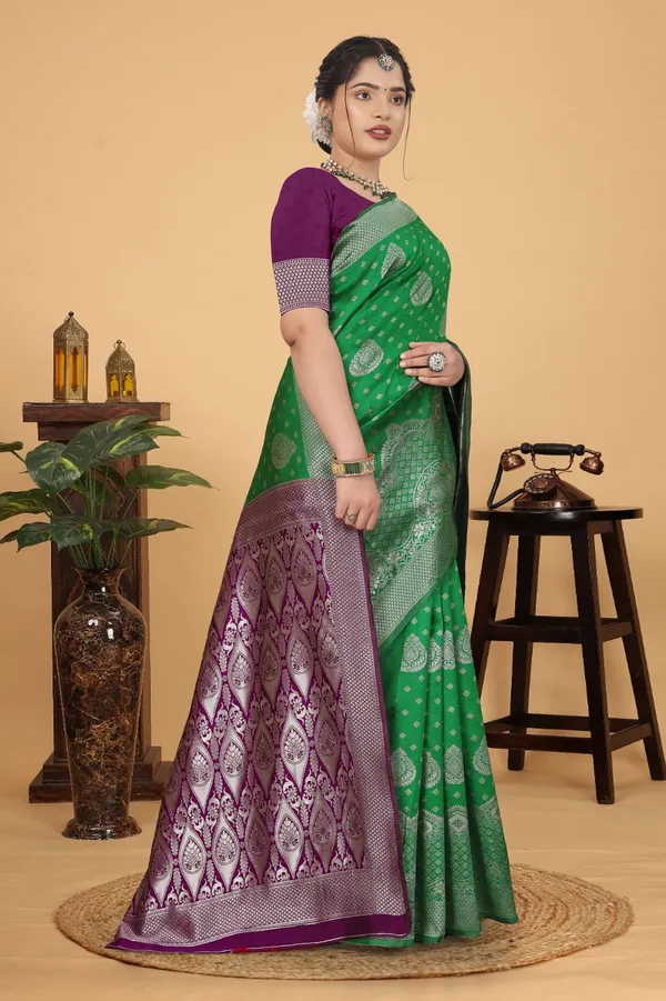 Women's_Banarasi_Silk_Saree_for_Women_|_Traditional_Woven_Saree_with_Contrast_Border_&_Pallu_|_For_Traditional,_Festive_&_Wedding_Saree_with_Blouse_Piece_(Silver_-_Green_&_Purple)