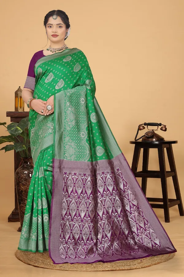 Women's_Banarasi_Silk_Saree_for_Women_|_Traditional_Woven_Saree_with_Contrast_Border_&_Pallu_|_For_Traditional,_Festive_&_Wedding_Saree_with_Blouse_Piece_(Silver_-_Green_&_Purple)