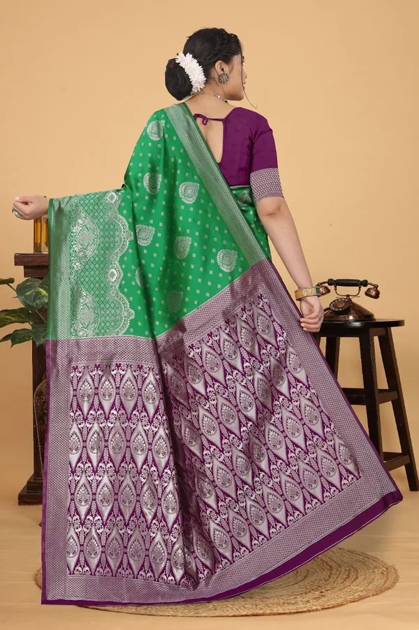 Women's_Banarasi_Silk_Saree_for_Women_|_Traditional_Woven_Saree_with_Contrast_Border_&_Pallu_|_For_Traditional,_Festive_&_Wedding_Saree_with_Blouse_Piece_(Silver_-_Green_&_Purple)