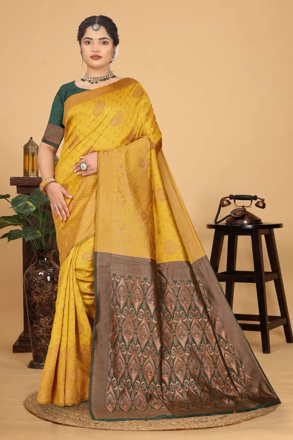 Women's_Banarasi_Silk_Saree_for_Women_|_Traditional_Woven_Saree_with_Contrast_Border_&_Pallu_|_For_Traditional,_Festive_&_Wedding_Saree_with_Blouse_Piece_(Gold_-_Yellow_&_Dark_Green)