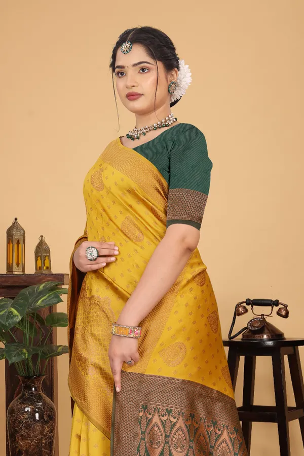 Women's_Banarasi_Silk_Saree_for_Women_|_Traditional_Woven_Saree_with_Contrast_Border_&_Pallu_|_For_Traditional,_Festive_&_Wedding_Saree_with_Blouse_Piece_(Gold_-_Yellow_&_Dark_Green)