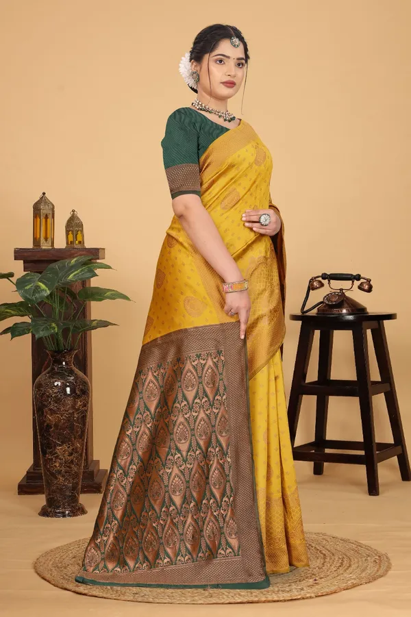 Women's_Banarasi_Silk_Saree_for_Women_|_Traditional_Woven_Saree_with_Contrast_Border_&_Pallu_|_For_Traditional,_Festive_&_Wedding_Saree_with_Blouse_Piece_(Gold_-_Yellow_&_Dark_Green)