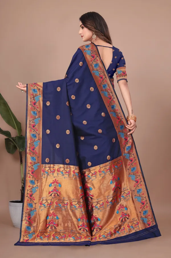 Pure_Silk_Paithani_Saree_with_Rich_Zari_Woven_Border_&_Peacock_Motifs_|_For_Traditional_Wedding_&_Festivals_|_5.5m_Saree_+_0.8m_Blouse_(Navy_Blue)