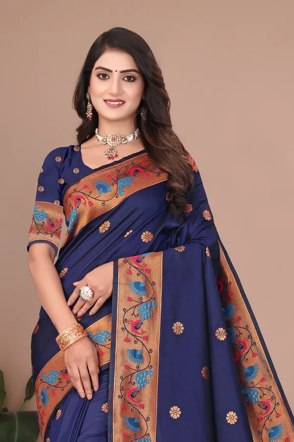 Pure_Silk_Paithani_Saree_with_Rich_Zari_Woven_Border_&_Peacock_Motifs_|_For_Traditional_Wedding_&_Festivals_|_5.5m_Saree_+_0.8m_Blouse_(Navy_Blue)