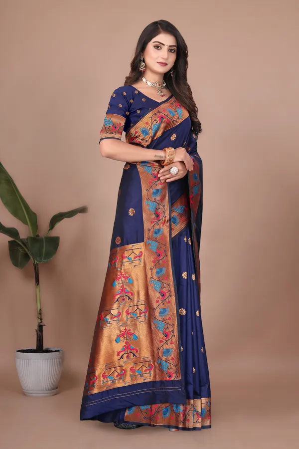 Pure_Silk_Paithani_Saree_with_Rich_Zari_Woven_Border_&_Peacock_Motifs_|_For_Traditional_Wedding_&_Festivals_|_5.5m_Saree_+_0.8m_Blouse_(Navy_Blue)